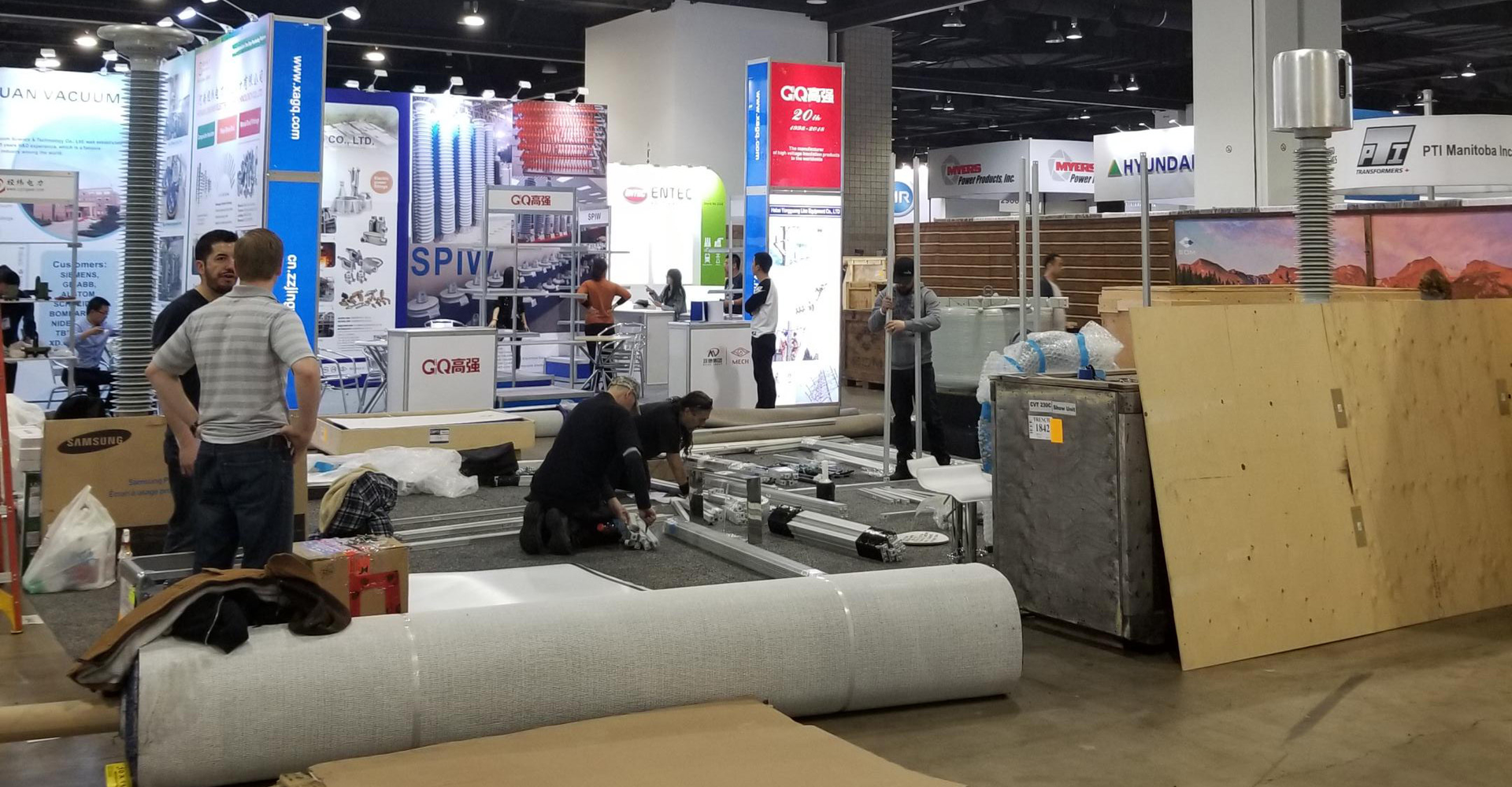 Assembling booths at IEEE PES T&amp;D