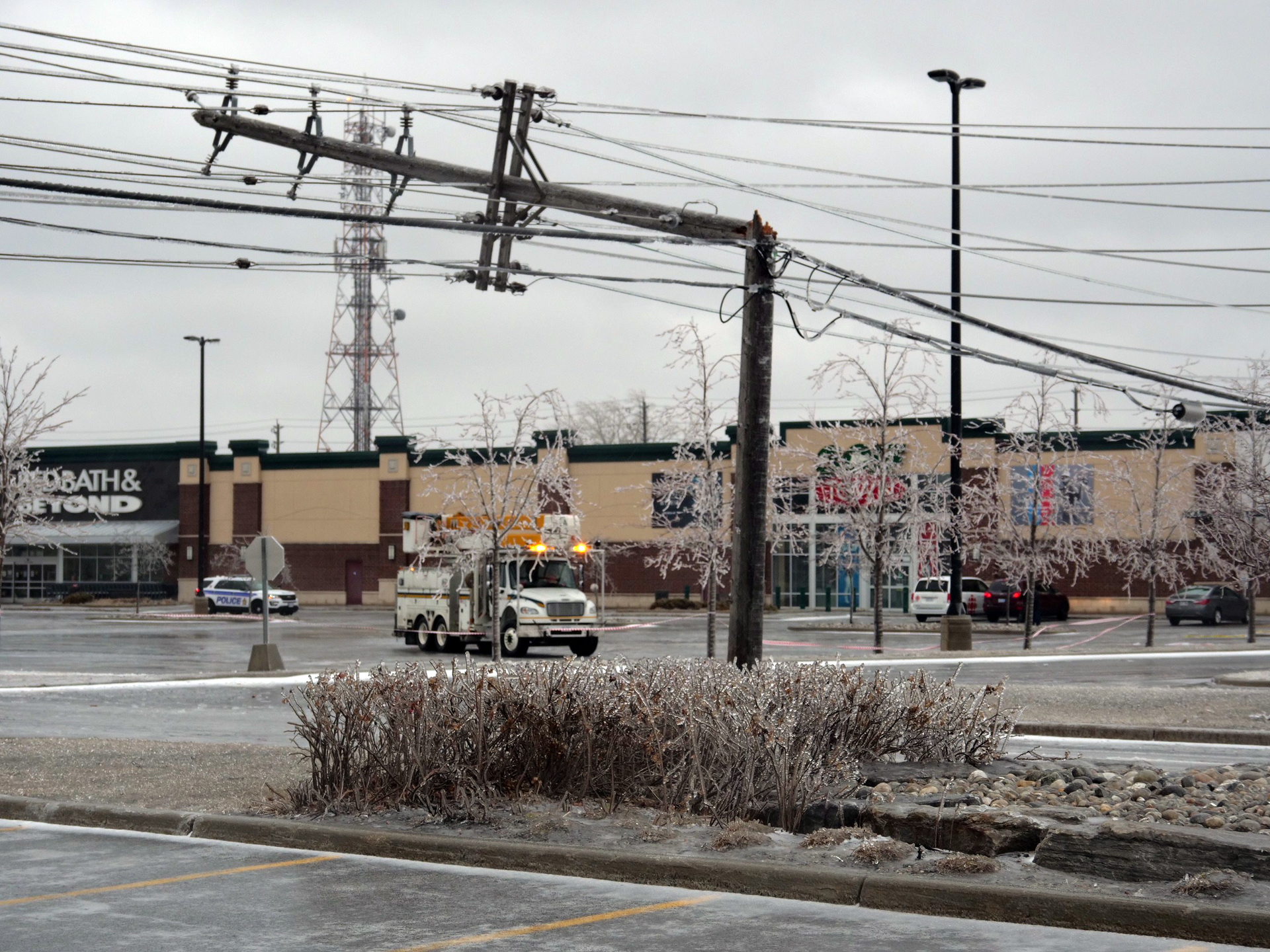 broken pole due to ice