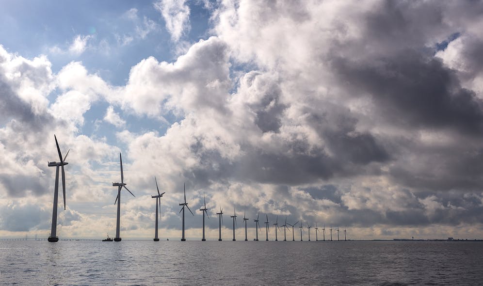 The 90-MW Burbo Bank offshore wind farm near Liverpool, England, is the first offshore wind farm to incorporate BESS technology in its design.