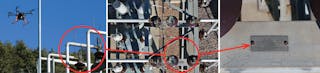 In flight, a UAS captures images of a piece of Xcel Energy equipment located inside an energized substation in the Denver metropolitan area.