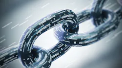 Diagonal chain made of zeros and ones. Cryptocurrency and mining. A bitcoin metaphor. Gray background. A close up. 3d rendering mock up