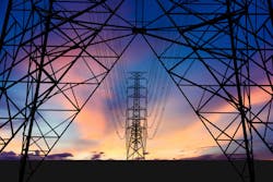 Silhouette image. High voltage tower and Colorful sky. This has clipping path for structure. Silhouette image. High voltage tower and Colorful sky. This has clipping path for structure.