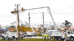 Entergy crews working to restore power in Lynn Haven, Florida after Hurricane Michael
