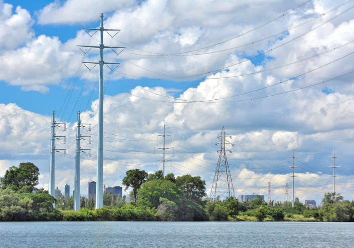Very, very tall hydro towers, used in certain areas to carry high tension electric cables over long distances.