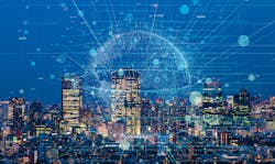 Modern cityscape and communication network concept. Modern cityscape and communication network concept.