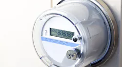 Smart meter on wall of home.