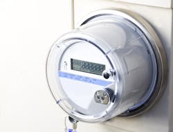 Smart meter on wall of home. Smart meter on wall of home.