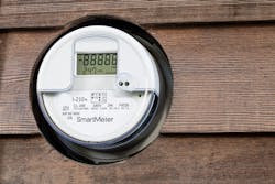 Smart meter on wall of home. Smart meter on wall of home.