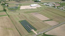 Dairyland 420-kW solar project in background and Vernon 244-kW community solar garden project in foreground. Both projects located near Vernon&rsquo;s headquarters in Westby, Wisconsin.
