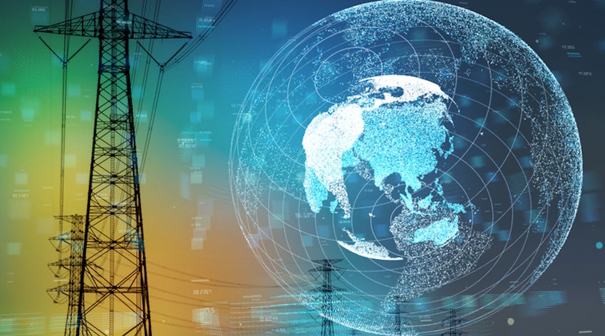 Smart grid and global network concept.
