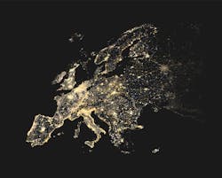 vector illustration of Europe city and communication lights map vector illustration of Europe city and communication lights map