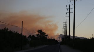 Smoke rises from the Thomas Fire in Santa Paula, California.