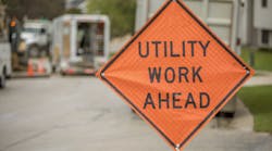 Road Safety Warning Sign, Utility Work Ahead