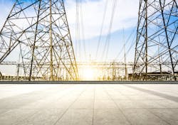 Substation equipment and dense lines, blue tone map. Substation equipment and dense lines, blue tone map.