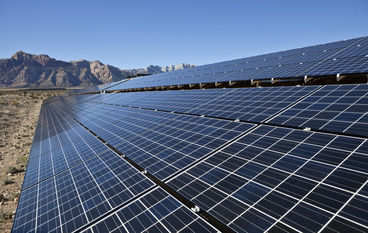 Mojave desert solar array at Red Rock Canyon National Conservation Area.