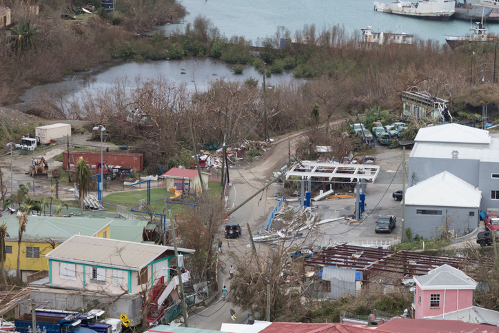 destroyed gas station, hurricane Irma 2017, st john, united states virgin islands
