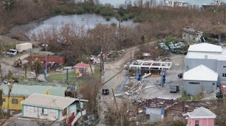 destroyed gas station, hurricane Irma 2017, st john, united states virgin islands