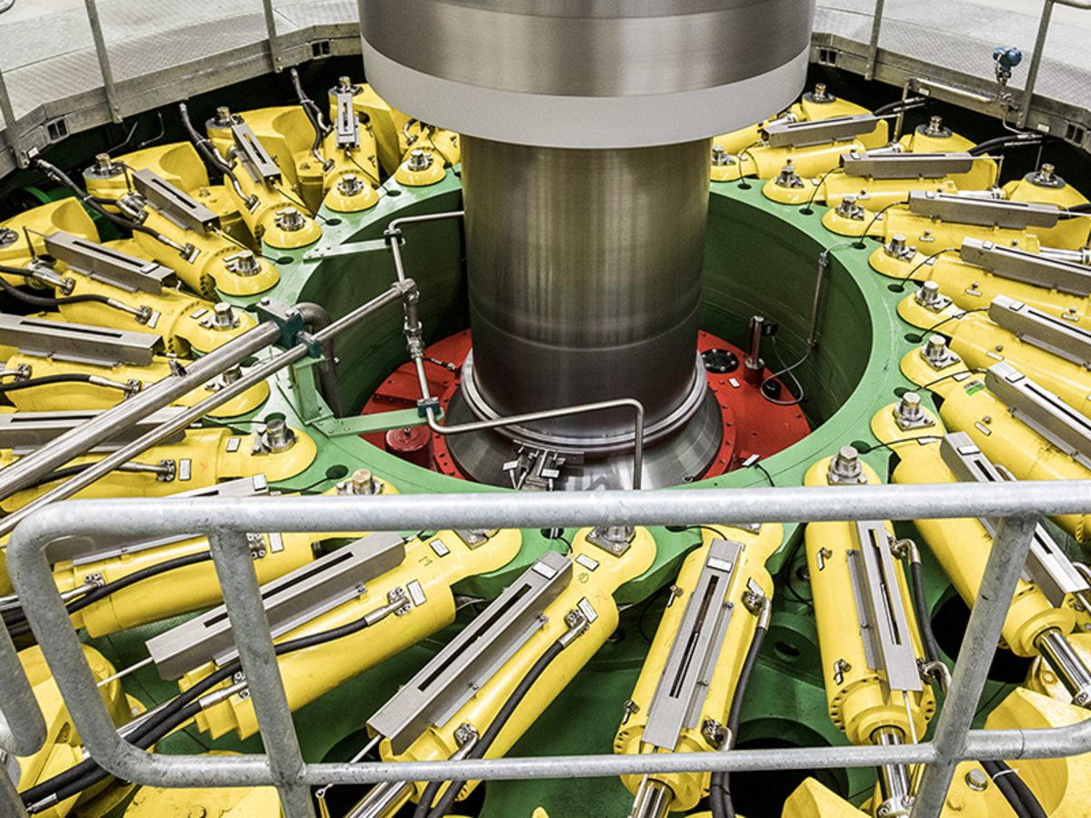 A turbine spins inside the main generating hall at the Kaprun Limberg II pumped storage power plant, operated by Verbund AG, in Kaprun, Austria, on Thursday, Sept. 13, 2018. Pumped-hydro plants like Kaprun, with 830 megawatts of capacity, can store enough power to cover almost 100,000 households for more than a week. Photographer: Akos Stiller/Bloomberg