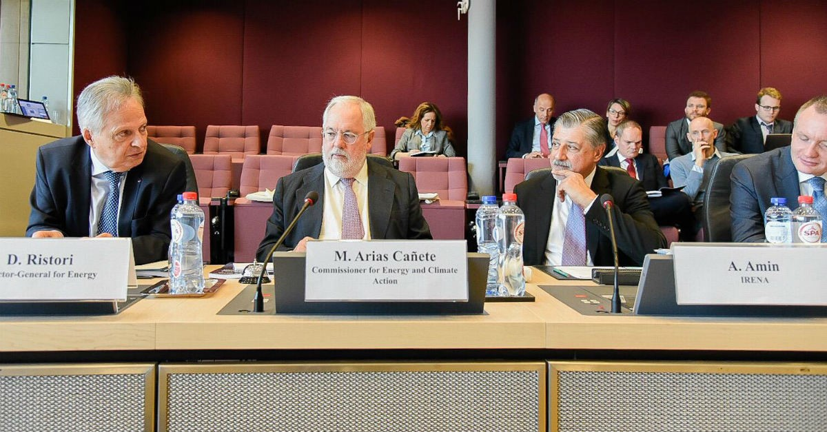 Officials at the launch of an IRENA report