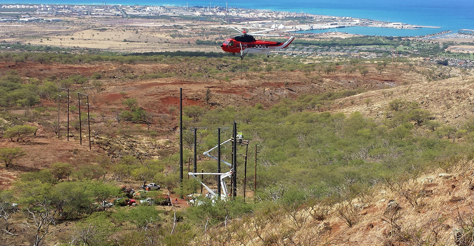 Transmission structure replacement work in Oahu, Hawaii