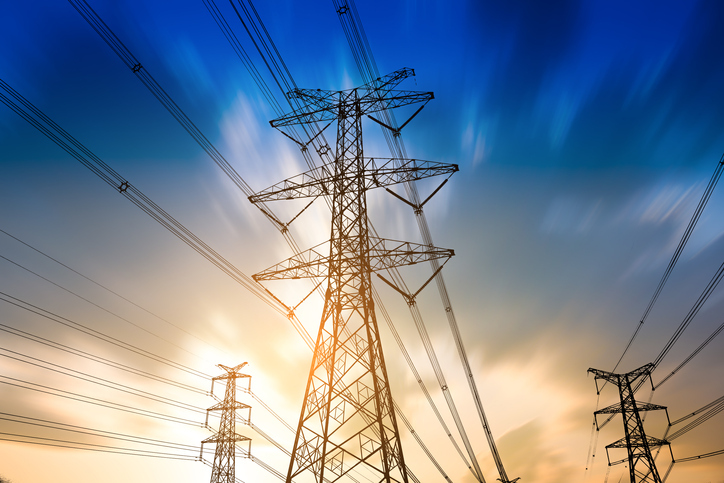 Electricity poles with power lines
