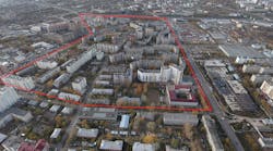Aerial view showing section of Ufa distribution network selected for smart grid pilot project.