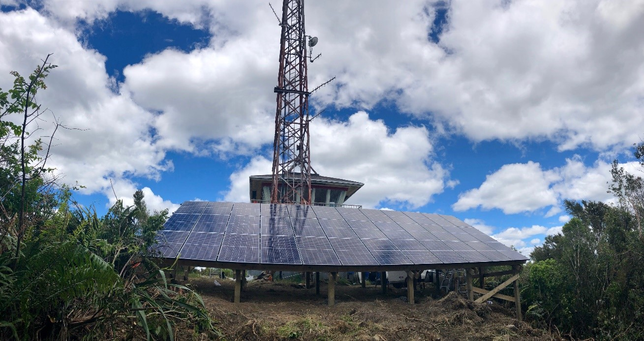 Base Power units are powered by photovoltaic solar panels at this remote New Zealand site