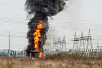 Fire at a power substation