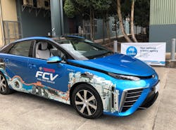 The Toyota Mirai fuel cell vehicle, ready to be fueled with CSIRO-produced hydrogen The Toyota Mirai fuel cell vehicle, ready to be fueled with CSIRO-produced hydrogen