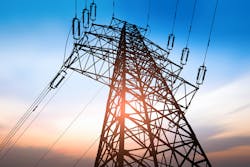 Electric transmission tower and overhead lines Electric transmission tower and overhead lines