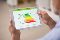 A tablet screen showing house efficiency ratings A tablet screen showing house efficiency ratings