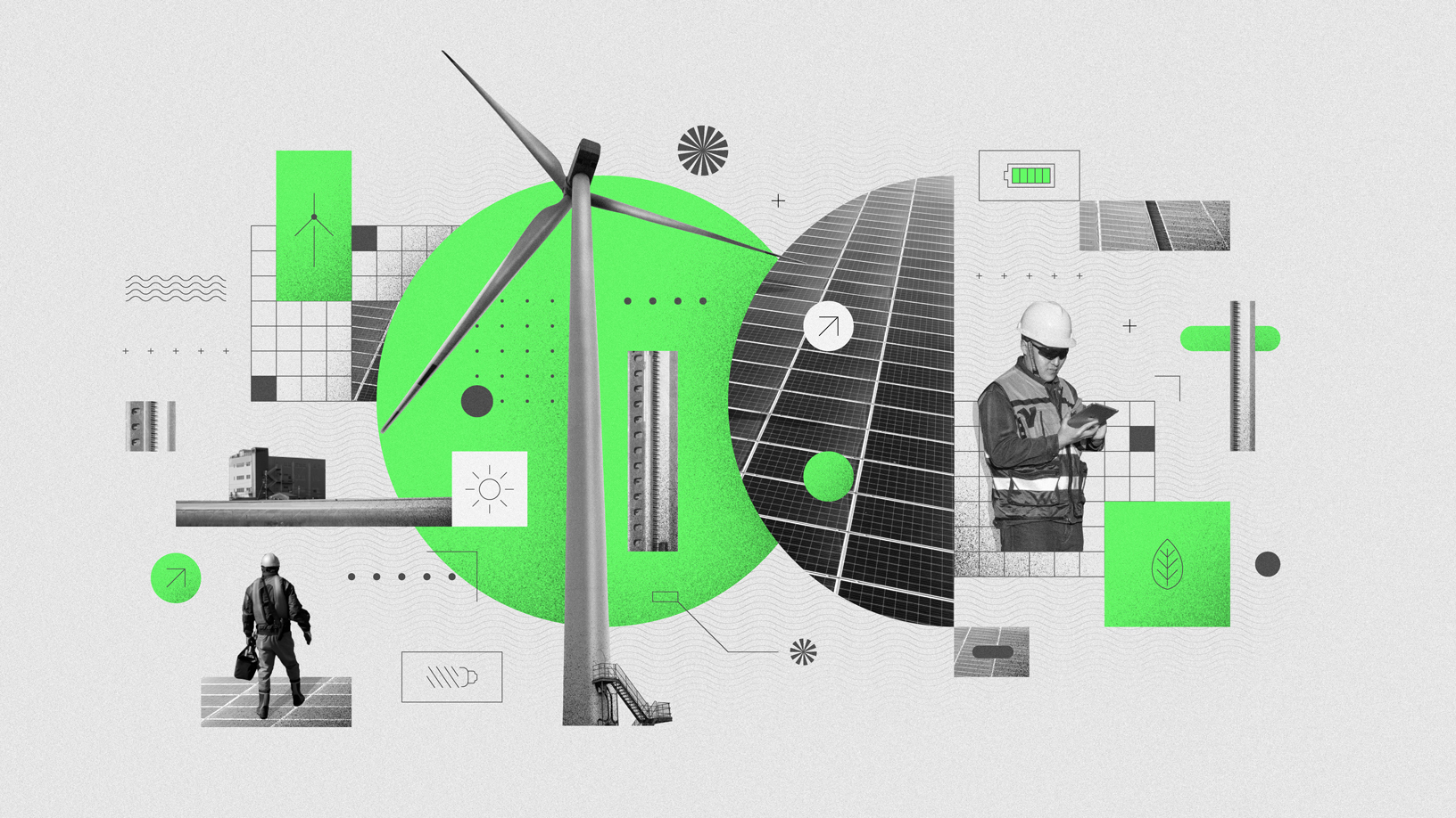 Illustration depicting green energy applications