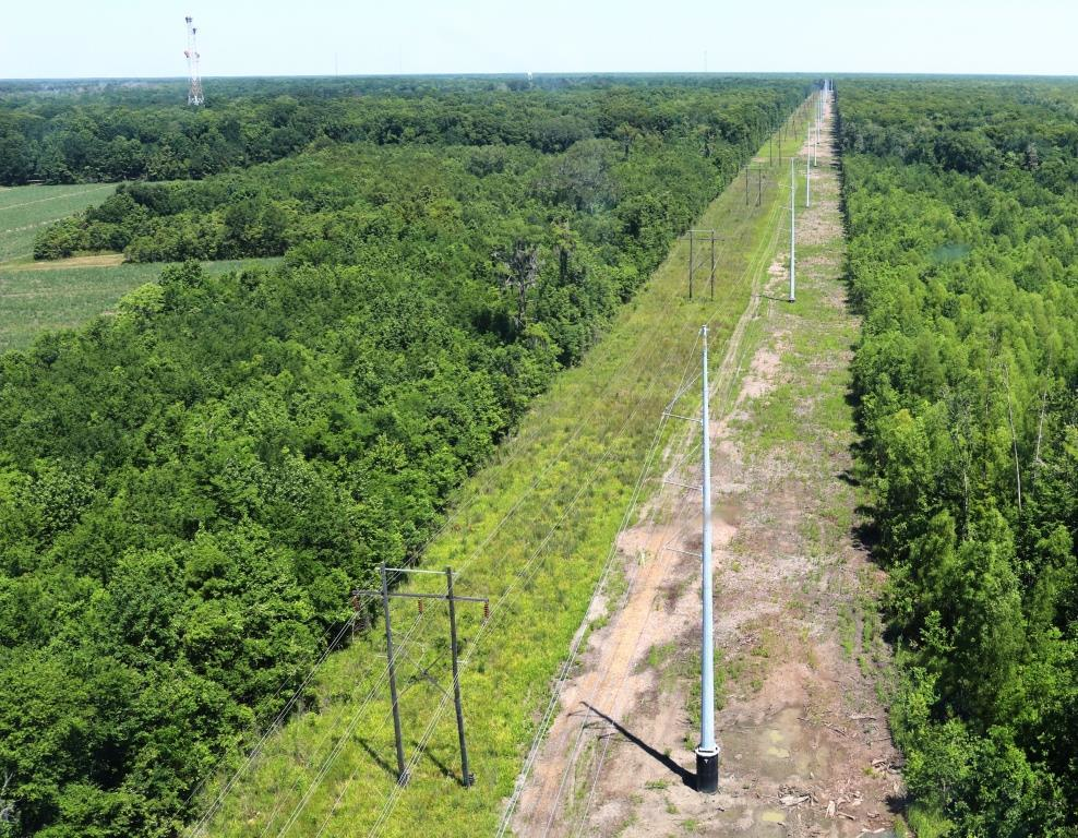 Site of the newly constructed storm-hardened transmission line