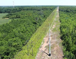 Site of the newly constructed storm-hardened transmission line Site of the newly constructed storm-hardened transmission line
