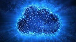 A representational image showing a cloud with digital data A representational image showing a cloud with digital data