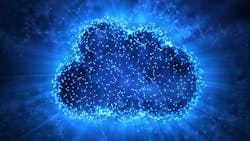 A representational image showing a cloud with digital data A representational image showing a cloud with digital data