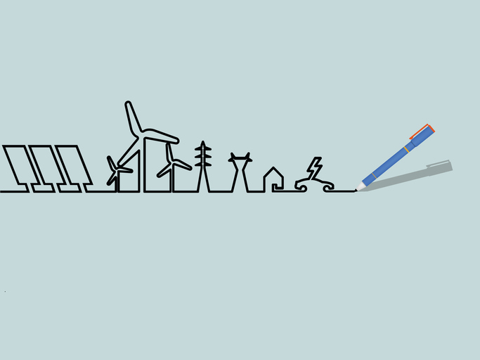 wind solar ev line drawing
