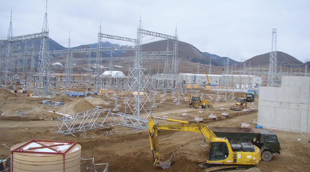 Construction of the 500/400/220-kV Akhaltsikhe substation underway in Georgia.