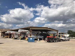 CPS energy trucks preparing CPS energy trucks preparing
