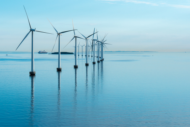 Wind turbines on the shore