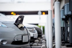 An electric vehicle being charged An electric vehicle being charged
