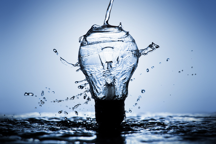 A bulb being splashed with water