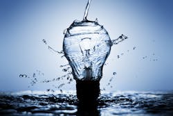 A bulb being splashed with water A bulb being splashed with water