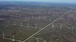 Grain Belt Express Clean Line with a range of wind turbines on either side