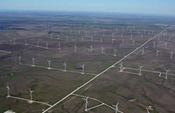 Grain Belt Express Clean Line with a range of wind turbines on either side Grain Belt Express Clean Line with a range of wind turbines on either side