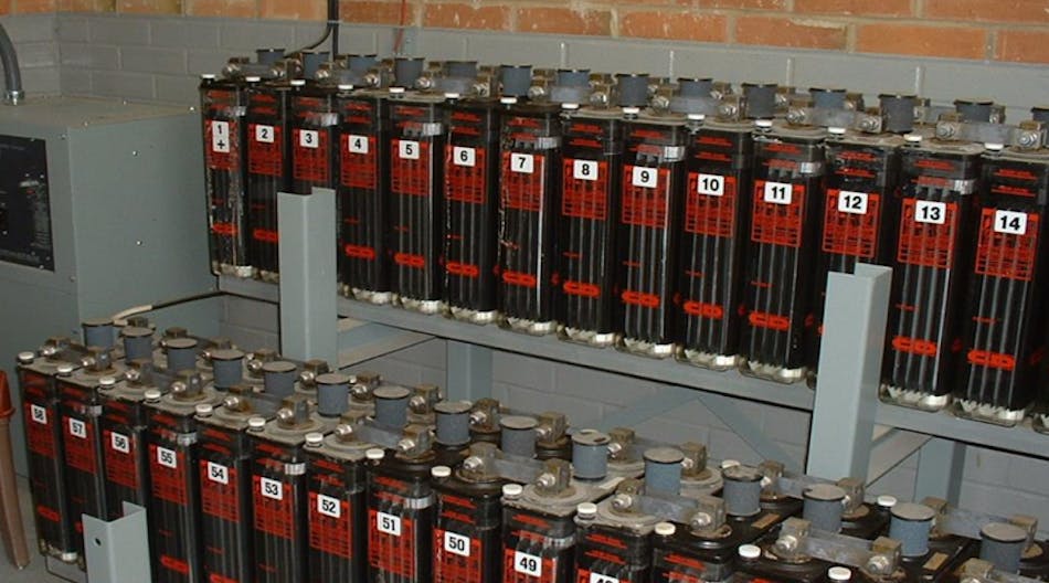 Typical string of vented lead-acid batteries