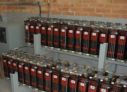 Typical string of vented lead-acid batteries Typical string of vented lead-acid batteries