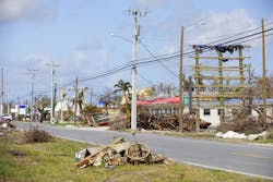 An area showing damage post a hurricane An area showing damage post a hurricane