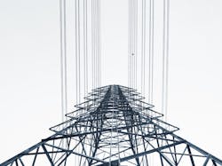 A transmission tower and overhead lines A transmission tower and overhead lines