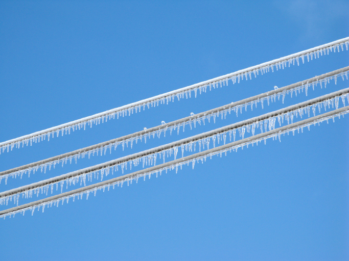 Icicles on a powerline